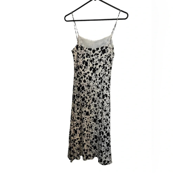 Vintage Black & White Floral Midi Dress 6 Silk - Picture 2 of 4